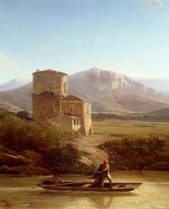 Un pêcheur sur les rives du Tibre en Italie (détail) - Felix Thomas