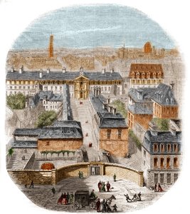 Vue de la manufacture des Gobelins à Paris, avec le couvent des Capucins, l