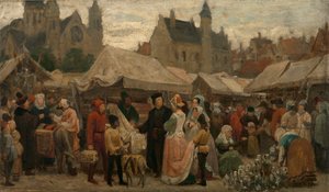 Une foire à Gand au Moyen Âge, étude, vers 1862 (huile sur toile)