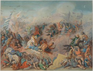 Mort du duc Luitpold à la bataille de Hongrie en 907 près de Presbourg - Feodor (Theodor) Dietz