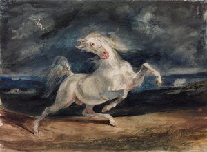 Cheval effrayé par la foudre