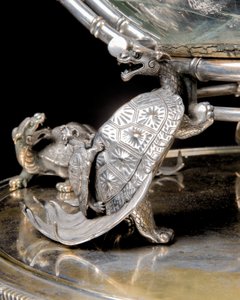 Aquarium et piédestal en bronze argenté 