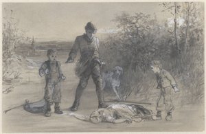 Teun le chasseur près du corps de Zijtje