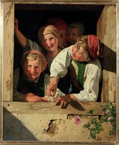 Enfants dans une fenêtre - Ferdinand Georg Waldmuller