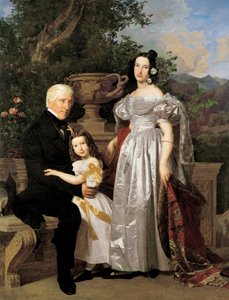 Le conseiller princier Esterházy Mathias Kerzmann avec sa deuxième épouse Maria Helena, née Mikolischütz, et leur fille Maria - Ferdinand Georg Waldmuller