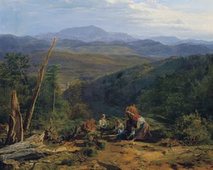 Paysage de la forêt viennoise avec le château de Wildegg - Ferdinand Georg Waldmuller