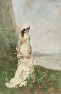 Une élégante dame près de la mer