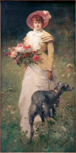 Femme avec chien - Ferdinand Heilbuth
