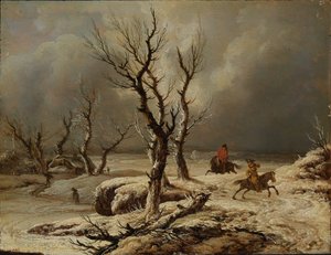 Paysage hivernal avec deux cavaliers - Ferdinand Kobell