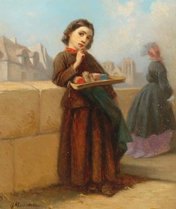 Fille avec des allumettes sur la rive de la Seine
