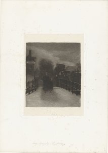 Vieille femme avec enfant sur un pont - Ferdinand Oldewelt (signed by artist)