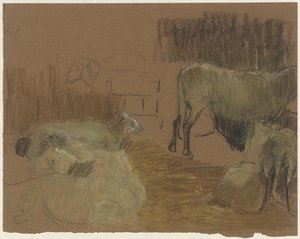 Moutons dans une étable