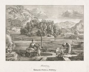 Sept vues de Salzbourg et Berchtesgaden: Lundi: Jardin Rosenecker Salzbourg, 1823