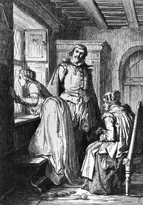 Klaerchen attendant Egmont, illustration pour Egmont, tragédie de Johann Wolfgang von Goethe (1749-1832), gravure sur bois d