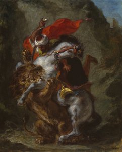 Cavalier arabe attaqué par un lion, 1849-50