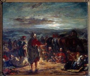 Camp arabe la nuit - Ferdinand Victor Eugene Delacroix