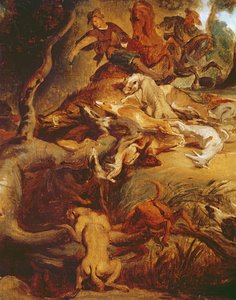 (détail) La chasse au sanglier, d