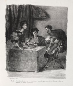 Illustrations pour Faust : Méphistophélès chez Marthe, 1828 - Ferdinand Victor Eugene Delacroix