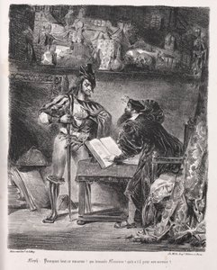 Illustrations pour Faust : Méphistophélès rend visite à Faust, 1828 - Ferdinand Victor Eugene Delacroix