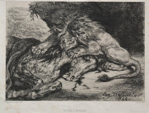 Lion dévorant un cheval, 1844 - Ferdinand Victor Eugene Delacroix