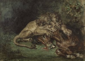 Lion dévorant un cheval, c. 1844 - Ferdinand Victor Eugene Delacroix
