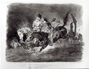 Méphistophélès et Faust chevauchant dans la nuit, Illustration pour Faust de Goethe, 1828 - Ferdinand Victor Eugene Delacroix