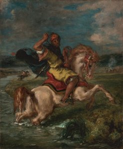 Cavalier marocain traversant un gué, c.1850 - Ferdinand Victor Eugene Delacroix