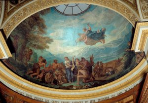 Orphée vient civiliser les Grecs encore sauvages et enseigner les arts de la paix. Fresque d