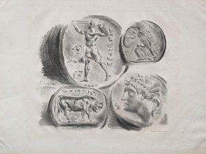 Feuille de Quatre Médailles Antiques, 1825 - Ferdinand Victor Eugene Delacroix