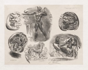 Feuille de six pièces antiques, 1825