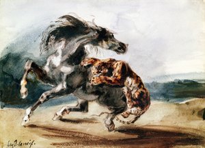 Tigre attaquant un cheval sauvage - Ferdinand Victor Eugene Delacroix