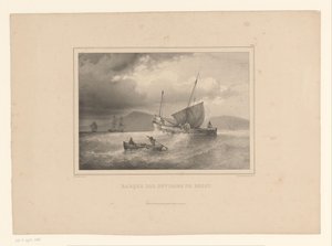 Brick échoué entre les hautes vagues - Ferdinand Victor Perrot