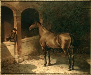 Cheval et fumeur - Louis Ferdinand von Rayski