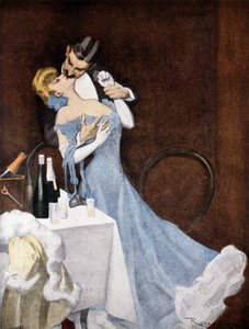 Couple languissant en dentelle - dessin, Allemagne