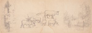 Diverses esquisses de vaches et de taureaux - Ferdinand von Wright