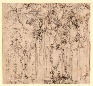 Décor de scène : Salle dans un palais - Ferdinando Galli Bibiena