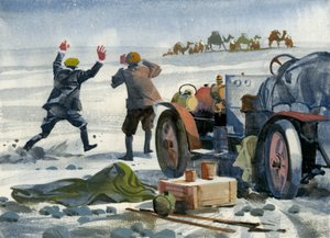 Course automobile de 10 000 miles (gouache sur papier)