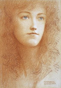 Portrait de jeune femme anglaise par Fernand Khnopff (1858-1921) vers 1890 - Fernand Khnopff