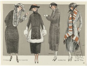 Gazette du Bon Ton, 1920 - No. 7, Croquis Pl XXXIV: Worth / Beer / Worth - Fernand Siméon