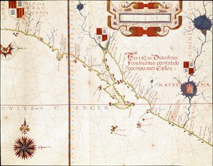 Vue de la côte ouest du Mexique et du sud de la Californie - Carte - Fernao Vaz Dourado