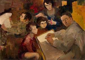 Autoportrait avec la famille - Filipp Andreevich Maliavin
