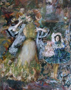 Autoportrait avec femme et fille, 1910