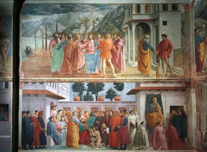 Le paiement du tribut, par Tommaso Masaccio, La résurrection du fils de Théophile et Saint Pierre en trône, par Tommaso Masaccio et Filippo Lippi, fresques - Filippino Lippi