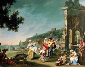 Tarantelle à Margellina, vers 1750, par Filippo Falciatore (actif 1737-1768)