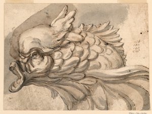 Dessin, Tête de dauphin, vers 1775 - Filippo Marchionni