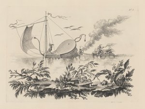 Manière de transporter les marchandises sur des radeaux tirés par un soufflet - Filippo Morghen