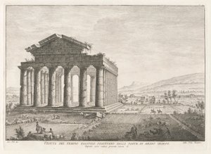 Vue du temple hexastyle périptère du côté sud, de 