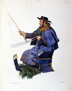 Petits métiers de la ville de Naples : le cocher. Gravure d