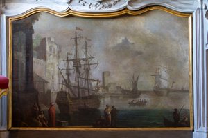 Peinture de paysage marin, écran de cheminée, résidence de chasse - Filippo or Juvara Juvarra