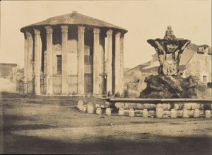 Temple de Vesta et Fontaine, Piazza Bocca della Verita, vers 1855